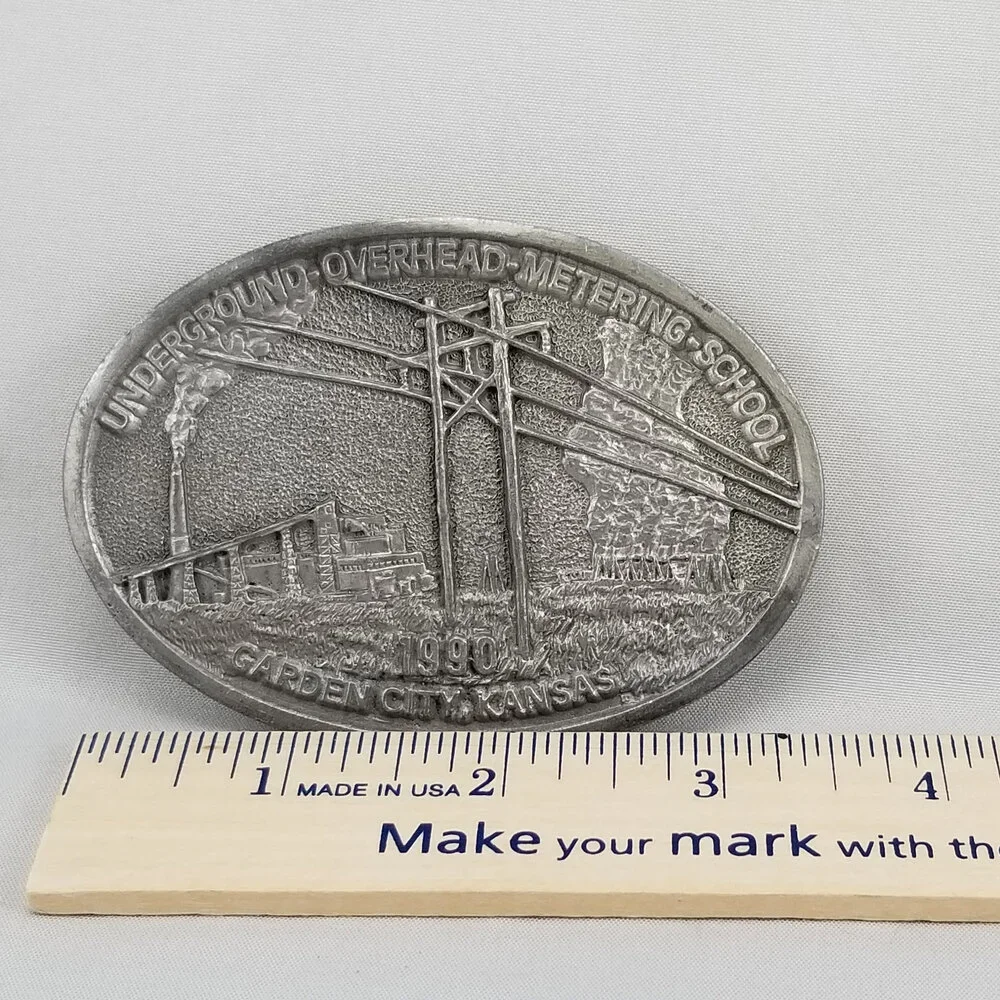 Belt Buckle 1990 Underground Overhead Metering School Garden City Kansas USA‎